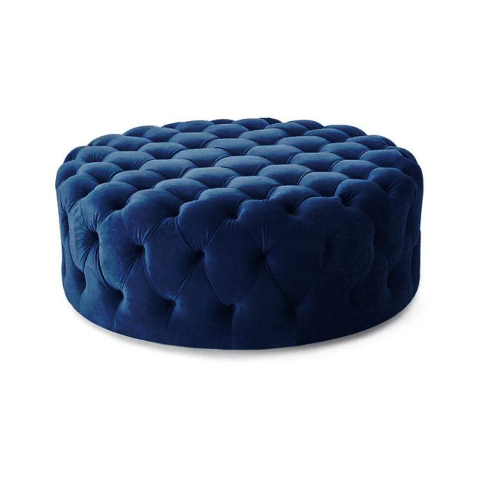 Tufted Ottoman Light Gray Velvet Ottoman Coffee Table Tufted Cocktail Ottoman Round-Richsoul-Furniture,Living Room Furniture,Ottomans & Benches