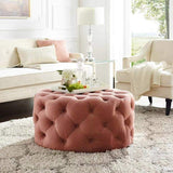 Tufted Ottoman Light Gray Velvet Ottoman Coffee Table Tufted Cocktail Ottoman Round-Richsoul-Furniture,Living Room Furniture,Ottomans & Benches