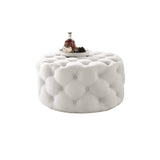 Tufted Ottoman Light Gray Velvet Ottoman Coffee Table Tufted Cocktail Ottoman Round-Richsoul-Furniture,Living Room Furniture,Ottomans &amp; Benches