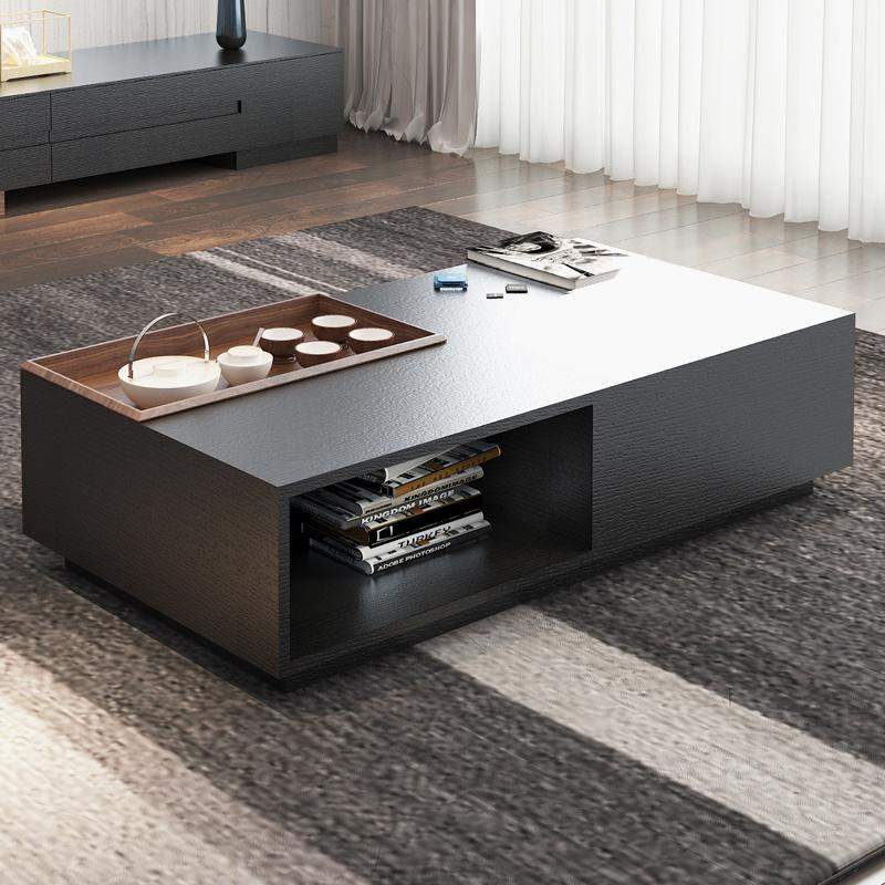 Rectangular Coffee Table with Drawer and Removable Tray top in Black & Walnut Style A-Richsoul-Coffee Tables,Furniture,Living Room Furniture
