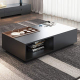 Rectangular Coffee Table with Drawer and Removable Tray top in Black & Walnut Style A-Richsoul-Coffee Tables,Furniture,Living Room Furniture