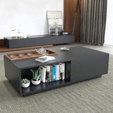 Rectangular Coffee Table with Drawer and Removable Tray top in Black & Walnut Style A-Richsoul-Coffee Tables,Furniture,Living Room Furniture