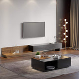 Rectangular Coffee Table with Drawer and Removable Tray top in Black & Walnut Style A-Richsoul-Coffee Tables,Furniture,Living Room Furniture