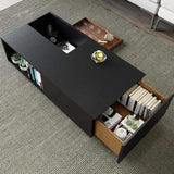 Rectangular Coffee Table with Drawer and Removable Tray top in Black & Walnut Style A-Richsoul-Coffee Tables,Furniture,Living Room Furniture