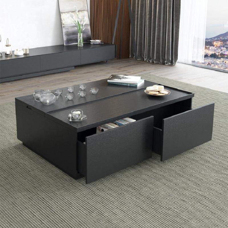 Rectangular Coffee Table with Drawer and Removable Tray top in Black & Walnut Style A-Richsoul-Coffee Tables,Furniture,Living Room Furniture
