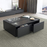 Rectangular Coffee Table with Drawer and Removable Tray top in Black & Walnut Style A-Richsoul-Coffee Tables,Furniture,Living Room Furniture