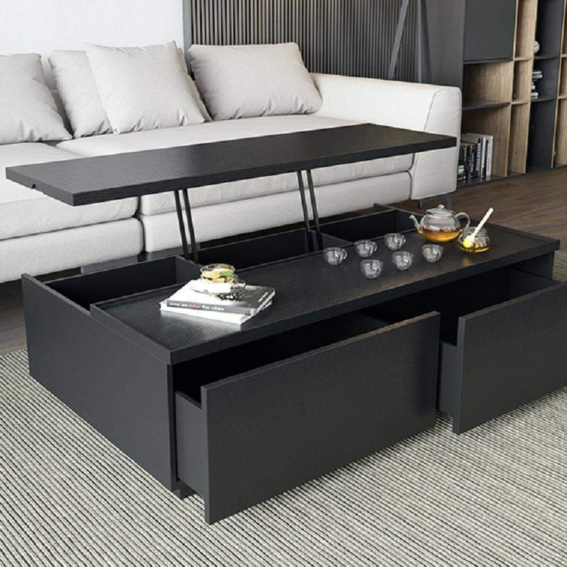 Rectangular Coffee Table with Drawer and Removable Tray top in Black & Walnut Style A-Richsoul-Coffee Tables,Furniture,Living Room Furniture