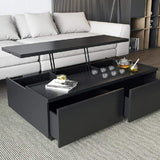 Rectangular Coffee Table with Drawer and Removable Tray top in Black & Walnut Style A-Richsoul-Coffee Tables,Furniture,Living Room Furniture