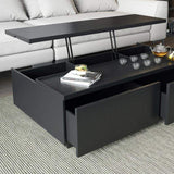 Rectangular Coffee Table with Drawer and Removable Tray top in Black & Walnut Style A-Richsoul-Coffee Tables,Furniture,Living Room Furniture