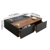 Rectangular Coffee Table with Drawer and Removable Tray top in Black & Walnut Style A-Richsoul-Coffee Tables,Furniture,Living Room Furniture