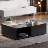 Rectangular Coffee Table with Drawer and Removable Tray top in Black & Walnut Style A-Richsoul-Coffee Tables,Furniture,Living Room Furniture