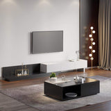 Rectangular Coffee Table with Drawer and Removable Tray top in Black & Walnut Style A-Richsoul-Coffee Tables,Furniture,Living Room Furniture