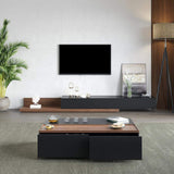 Rectangular Coffee Table with Drawer and Removable Tray top in Black & Walnut Style A-Richsoul-Coffee Tables,Furniture,Living Room Furniture