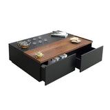 Rectangular Coffee Table with Drawer and Removable Tray top in Black & Walnut Style A-Richsoul-Coffee Tables,Furniture,Living Room Furniture
