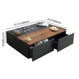 Rectangular Coffee Table with Drawer and Removable Tray top in Black & Walnut Style A-Richsoul-Coffee Tables,Furniture,Living Room Furniture