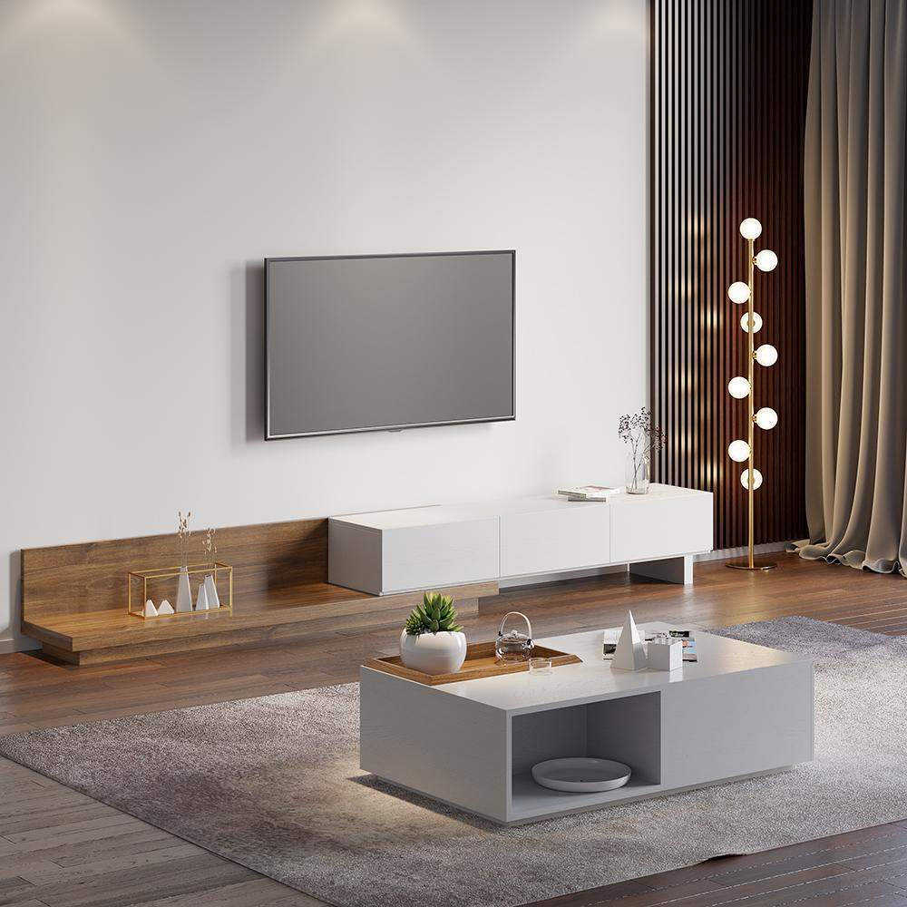 Rectangular Coffee Table with Drawer and Removable Tray top in Black & Walnut Style A-Richsoul-Coffee Tables,Furniture,Living Room Furniture