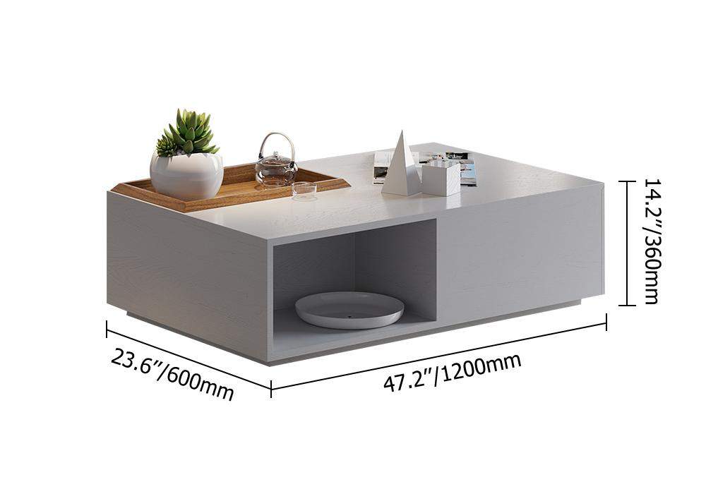 Rectangular Coffee Table with Drawer and Removable Tray top in Black & Walnut Style A-Richsoul-Coffee Tables,Furniture,Living Room Furniture