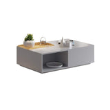 Rectangular Coffee Table with Drawer and Removable Tray top in Black & Walnut Style A-Richsoul-Coffee Tables,Furniture,Living Room Furniture