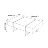 White Rectangular Coffee Table with Stainless Steel Base & Storage-Richsoul-Coffee Tables,Furniture,Living Room Furniture