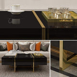 White Rectangular Coffee Table with Stainless Steel Base & Storage-Richsoul-Coffee Tables,Furniture,Living Room Furniture
