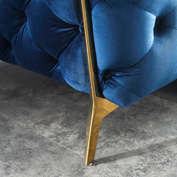 92" Blue Velvet Modern Chesterfield Sofa 3-Seater Button Tufted Back Leath-Aire Fabric-Richsoul-Furniture,Living Room Furniture,Sofas & Loveseats