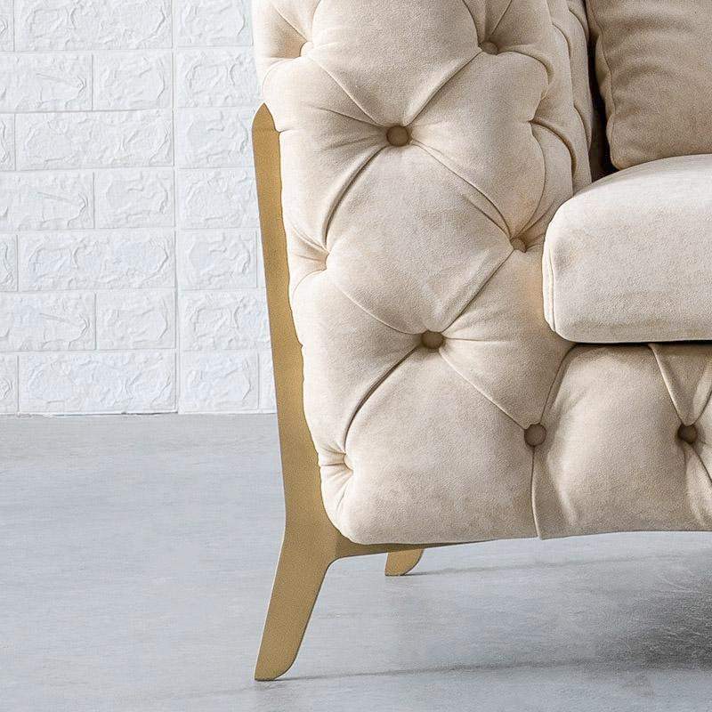 92" Blue Velvet Modern Chesterfield Sofa 3-Seater Button Tufted Back Leath-Aire Fabric-Richsoul-Furniture,Living Room Furniture,Sofas & Loveseats