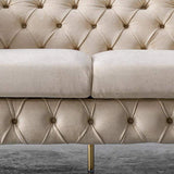 92" Blue Velvet Modern Chesterfield Sofa 3-Seater Button Tufted Back Leath-Aire Fabric-Richsoul-Furniture,Living Room Furniture,Sofas & Loveseats