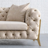 92" Blue Velvet Modern Chesterfield Sofa 3-Seater Button Tufted Back Leath-Aire Fabric-Richsoul-Furniture,Living Room Furniture,Sofas & Loveseats