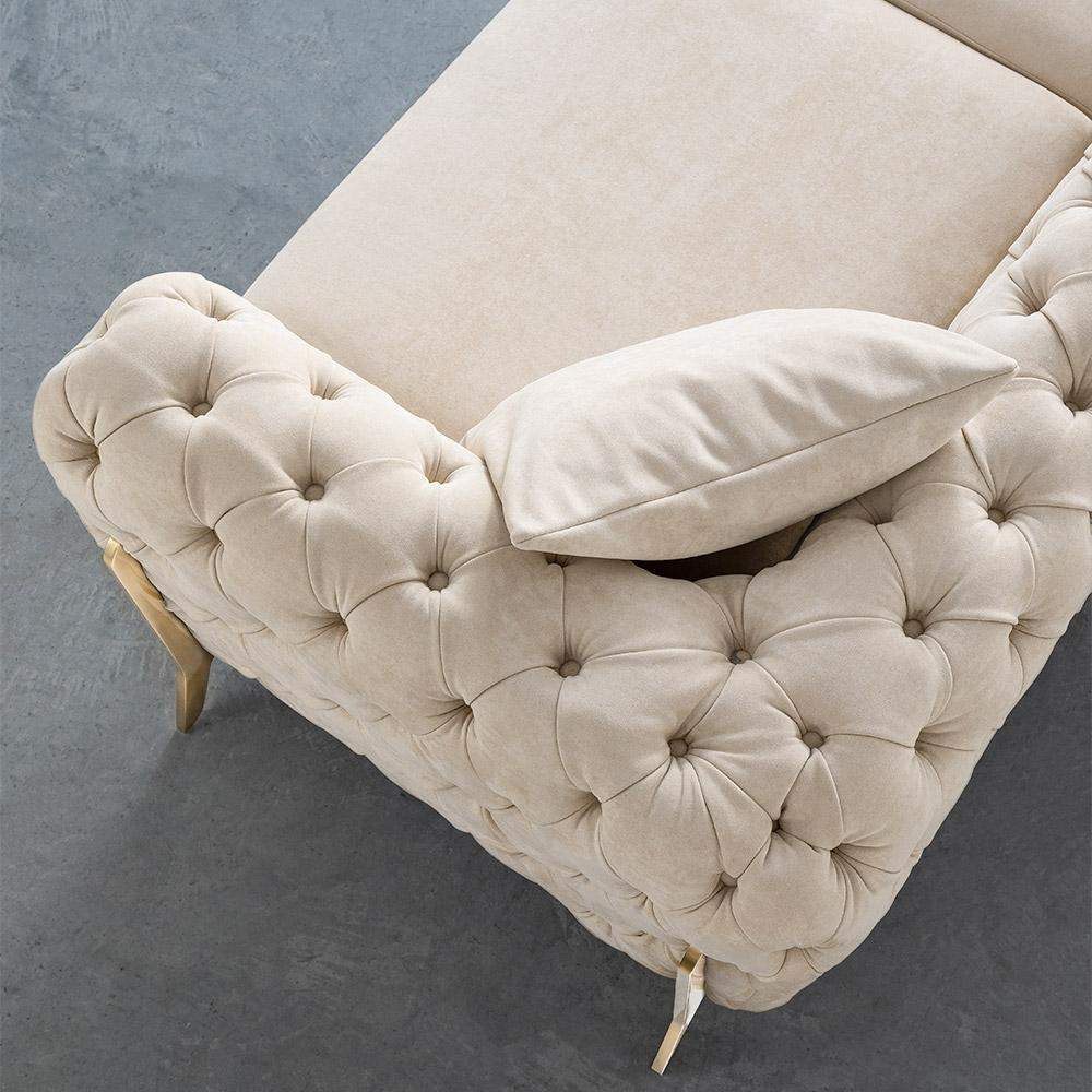 92" Blue Velvet Modern Chesterfield Sofa 3-Seater Button Tufted Back Leath-Aire Fabric-Richsoul-Furniture,Living Room Furniture,Sofas & Loveseats