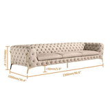 92" Blue Velvet Modern Chesterfield Sofa 3-Seater Button Tufted Back Leath-Aire Fabric-Richsoul-Furniture,Living Room Furniture,Sofas & Loveseats