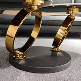 White Extendable Coffee Table with Ring-shaped Metal Pedestal-Richsoul-Coffee Tables,Furniture,Living Room Furniture