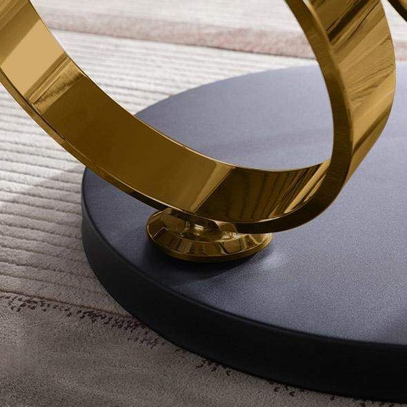 White Extendable Coffee Table with Ring-shaped Metal Pedestal-Richsoul-Coffee Tables,Furniture,Living Room Furniture