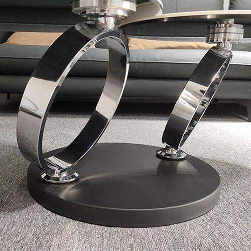 White Extendable Coffee Table with Ring-shaped Metal Pedestal-Richsoul-Coffee Tables,Furniture,Living Room Furniture