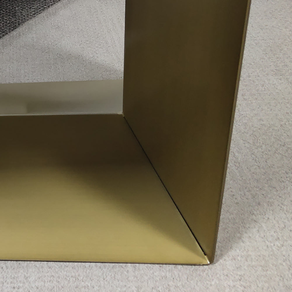 79" Modern Rectangle Stone Dining Table in Antique Brass