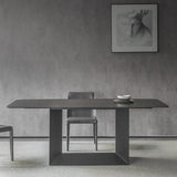 79" Modern Rectangle Stone Dining Table in Antique Brass