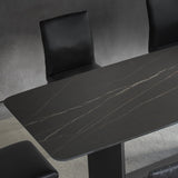 79" Modern Rectangle Stone Dining Table in Antique Brass