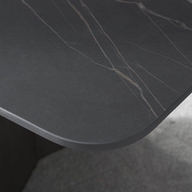 79" Modern Rectangle Stone Dining Table in Antique Brass