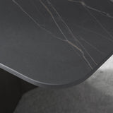 79" Modern Rectangle Stone Dining Table in Antique Brass
