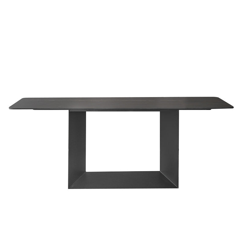 79" Modern Rectangle Stone Dining Table in Antique Brass