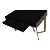 2-Drawers White Office Desk 55" Modern Writing Desk Gold Tripod Base Stainless Steel-Desks,Furniture,Office Furniture