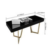 2-Drawers White Office Desk 55" Modern Writing Desk Gold Tripod Base Stainless Steel-Desks,Furniture,Office Furniture