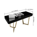 2-Drawers White Office Desk 55" Modern Writing Desk Gold Tripod Base Stainless Steel-Desks,Furniture,Office Furniture