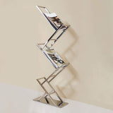 Modern Chrome Space Saving 52 Inch Bookshelf With 4 Tier