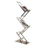 Modern Chrome Space Saving 52 Inch Bookshelf With 4 Tier-Furniture,Magazine Racks,Office Furniture