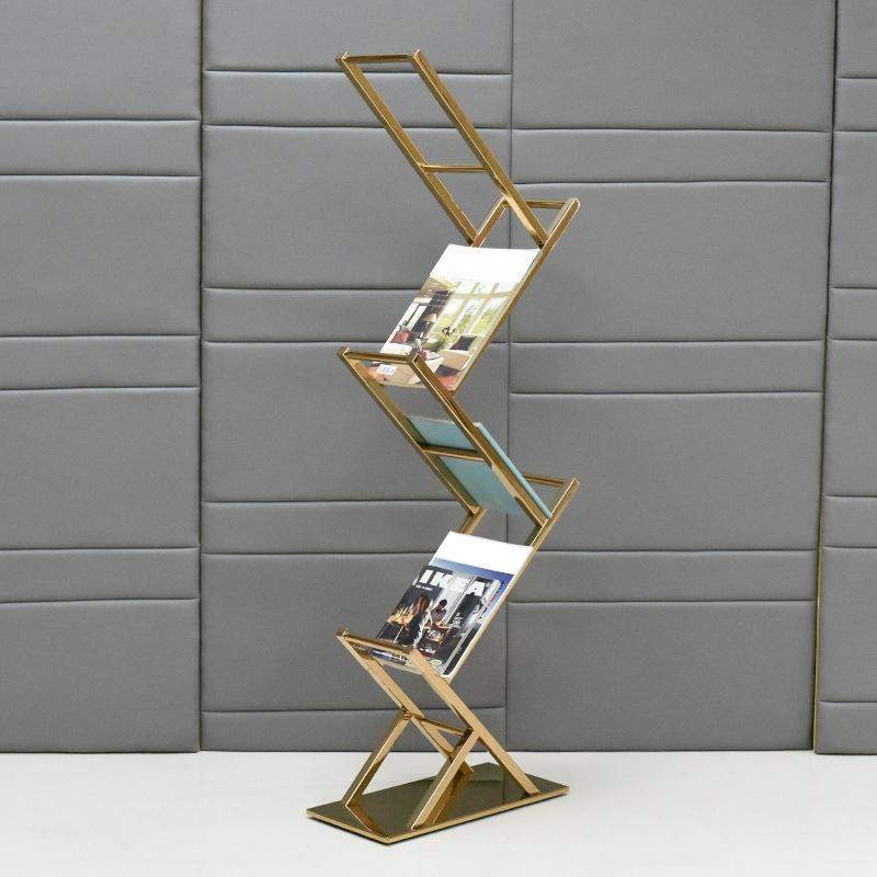 Modern Chrome Space Saving 52 Inch Bookshelf With 4 Tier-Furniture,Magazine Racks,Office Furniture