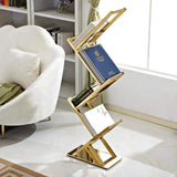 Modern Chrome Space Saving 52 Inch Bookshelf With 4 Tier-Furniture,Magazine Racks,Office Furniture
