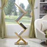 Modern Chrome Space Saving 52 Inch Bookshelf With 4 Tier-Furniture,Magazine Racks,Office Furniture