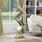 Modern Chrome Space Saving 52 Inch Bookshelf With 4 Tier-Furniture,Magazine Racks,Office Furniture