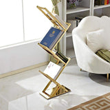Modern Chrome Space Saving 52 Inch Bookshelf With 4 Tier-Furniture,Magazine Racks,Office Furniture