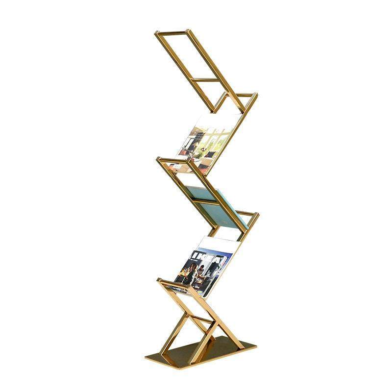 Modern Chrome Space Saving 52 Inch Bookshelf With 4 Tier-Furniture,Magazine Racks,Office Furniture